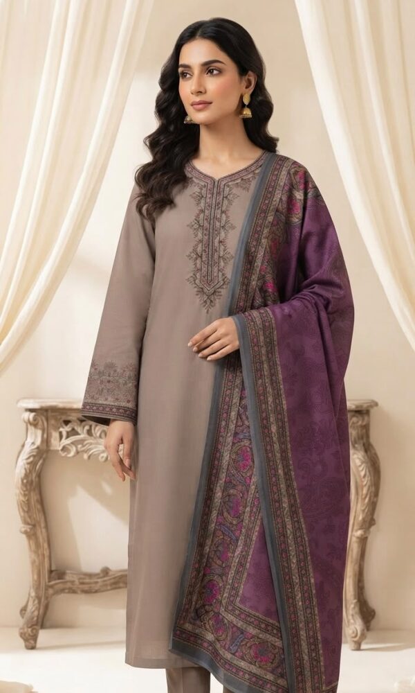 Mauve Harmony Embroidered Ensemble