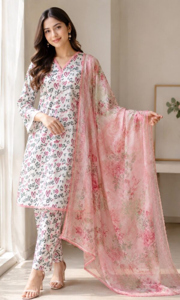 Sweet Love Digital Printed Chiffon Suit