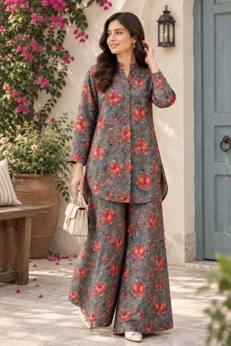 Grey Floral Printed