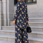 Navy Blue Floral Print Shirt